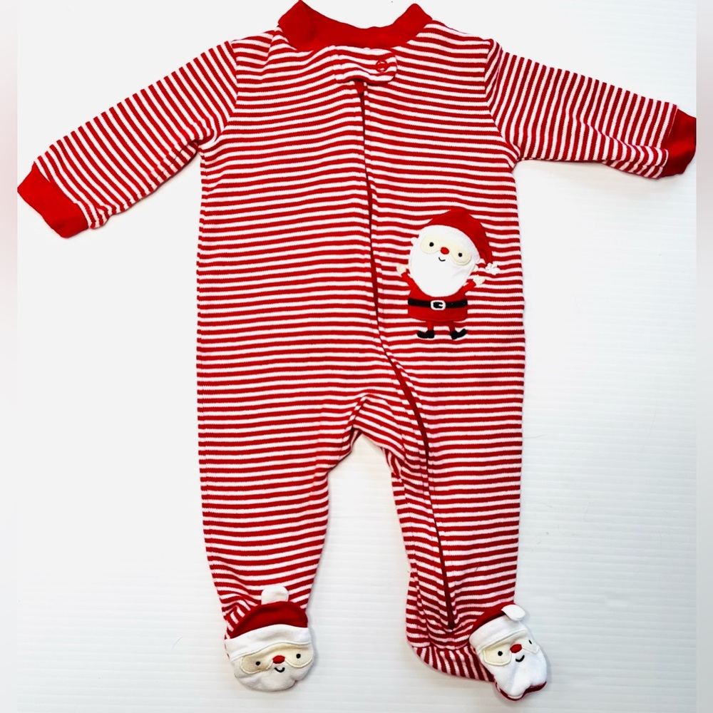 Carter’s One Piece 3 M Santa Christmas Red White Holiday Bodysuit